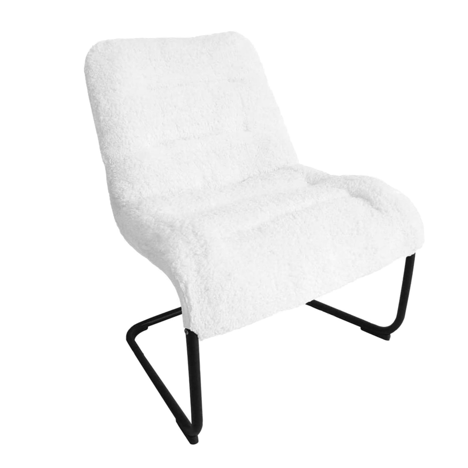 Upholstered Metal Lounge Chair with Sherpa Seat - Cozy Accent for Living Room, B