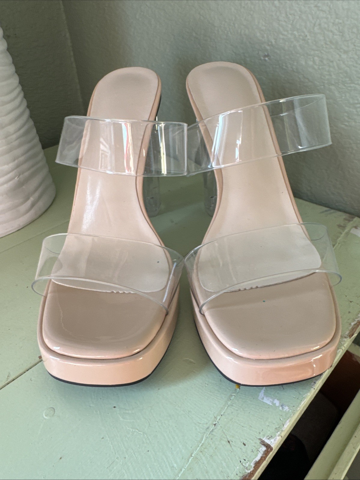 Fashion And Trendy Clear Strappy Heel NEW