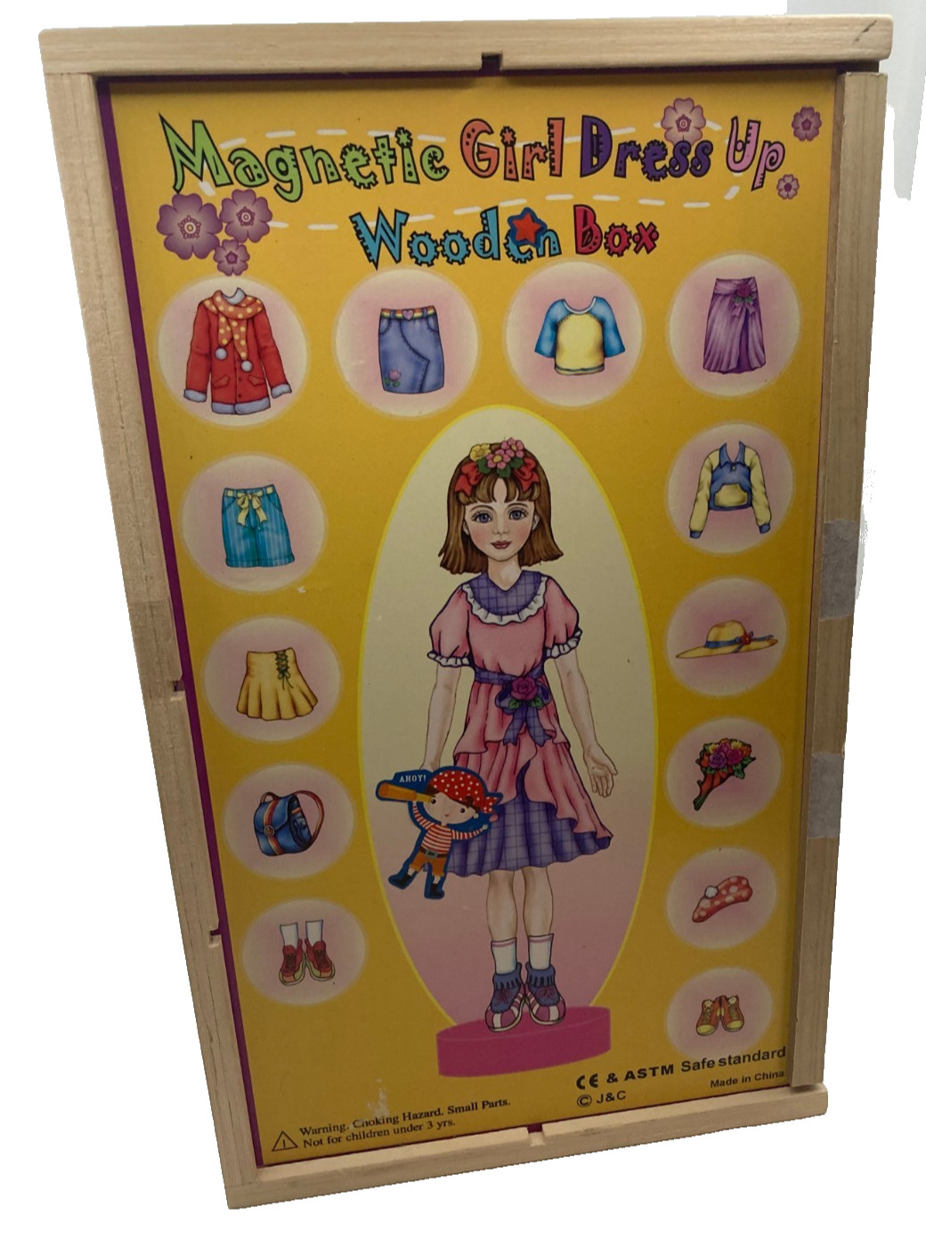 Magnetic Girl Dress Up Wood Box with Magnetic Clothes Novelty Item Kids Toy 