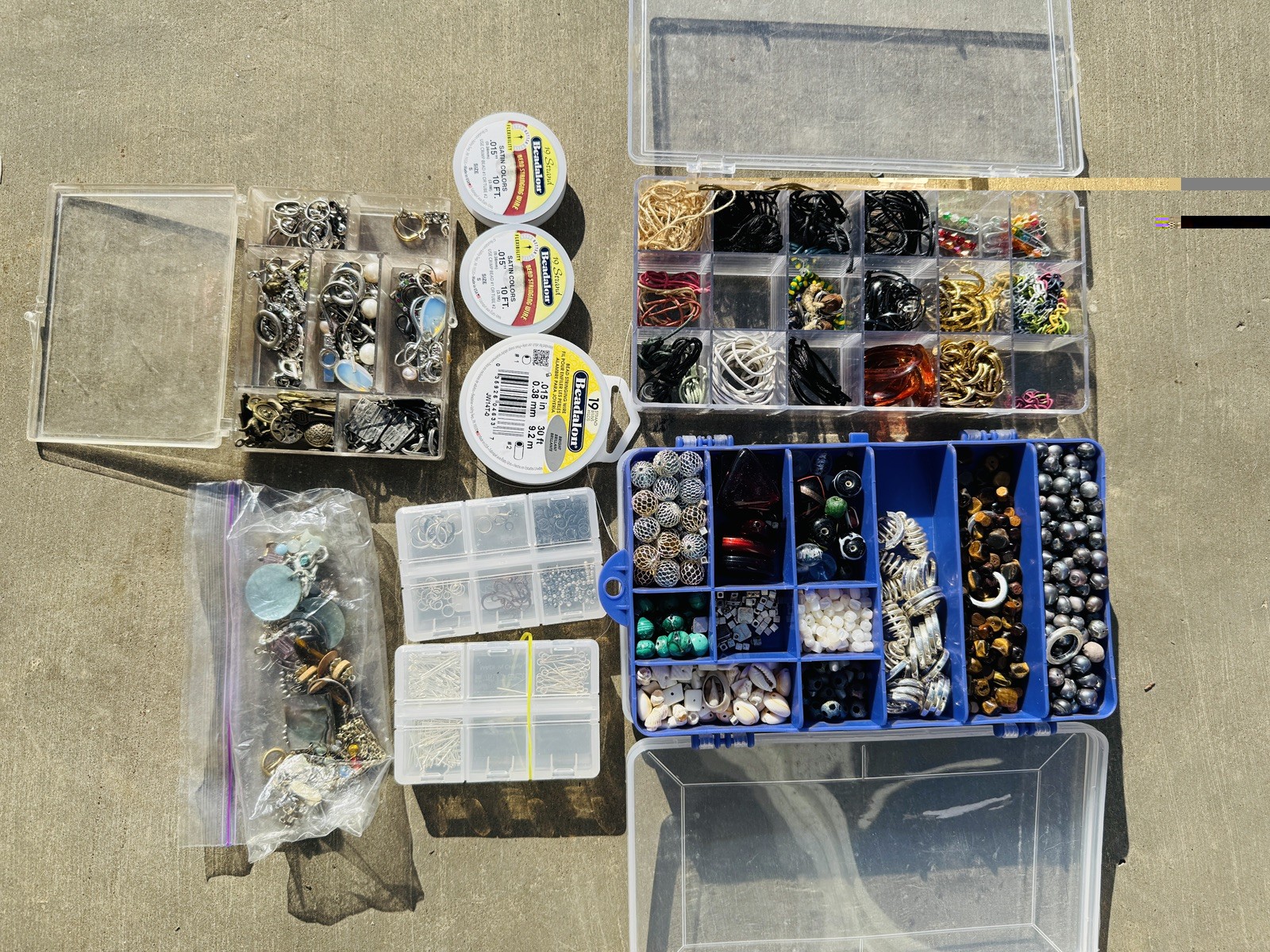 Vintage Lot Of Crafting Beads, Natural Pearls, Novelty Items, Tools, Boxes