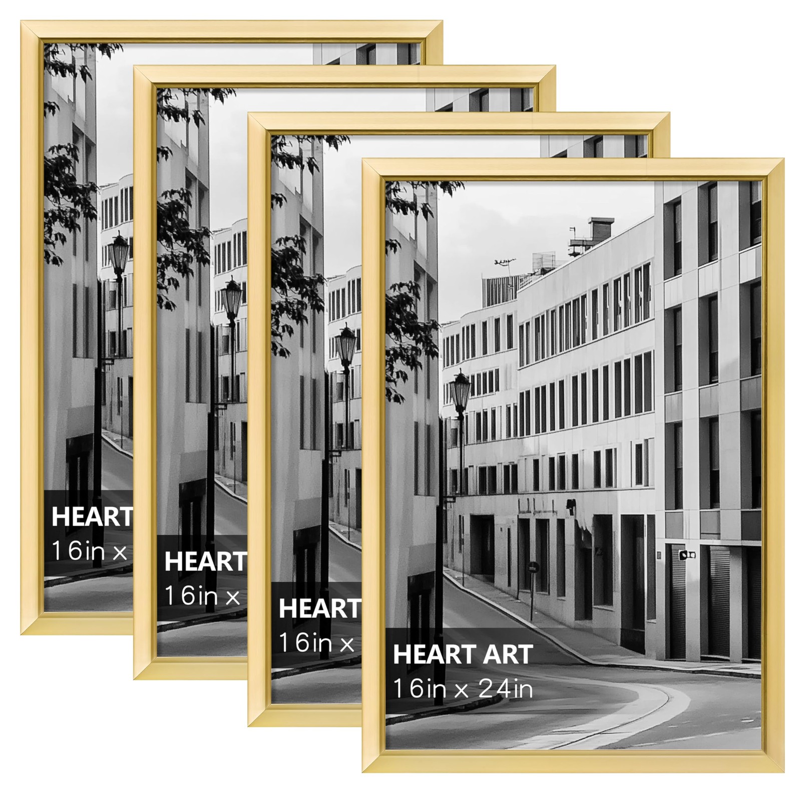 HEART ART 16x24 Frame 4 Pack,16x24 Poster Frame Without Mat,16 x 24 Wall Gallery