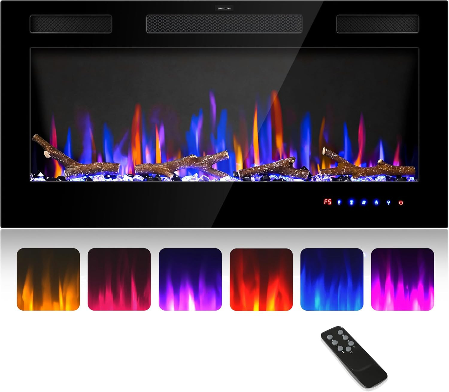 36" Electric Fireplace Insert - Wall-Mounted Heater with Remote Control