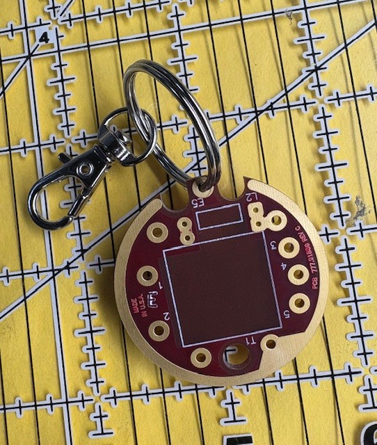 Circuit Board Keychain Tech Gift Red Round Genuine Gold 