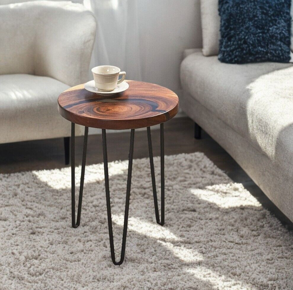 Resin Round Side Table Epoxy End Table Coffee Table Mid Century Modern Decor