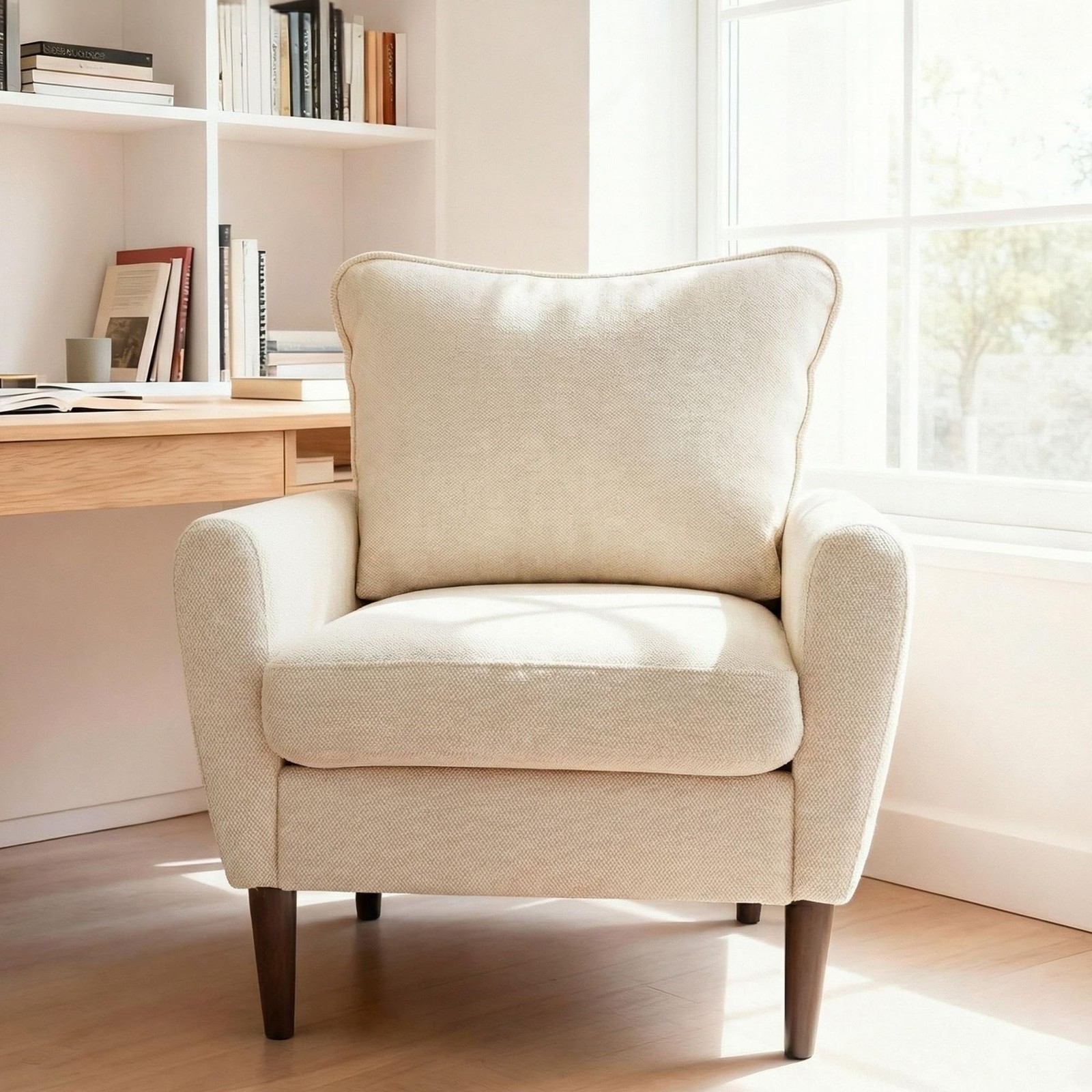 Comfy Accent Chair for Living Room Bedroom and Waiting Room, Upholstered Mid-...