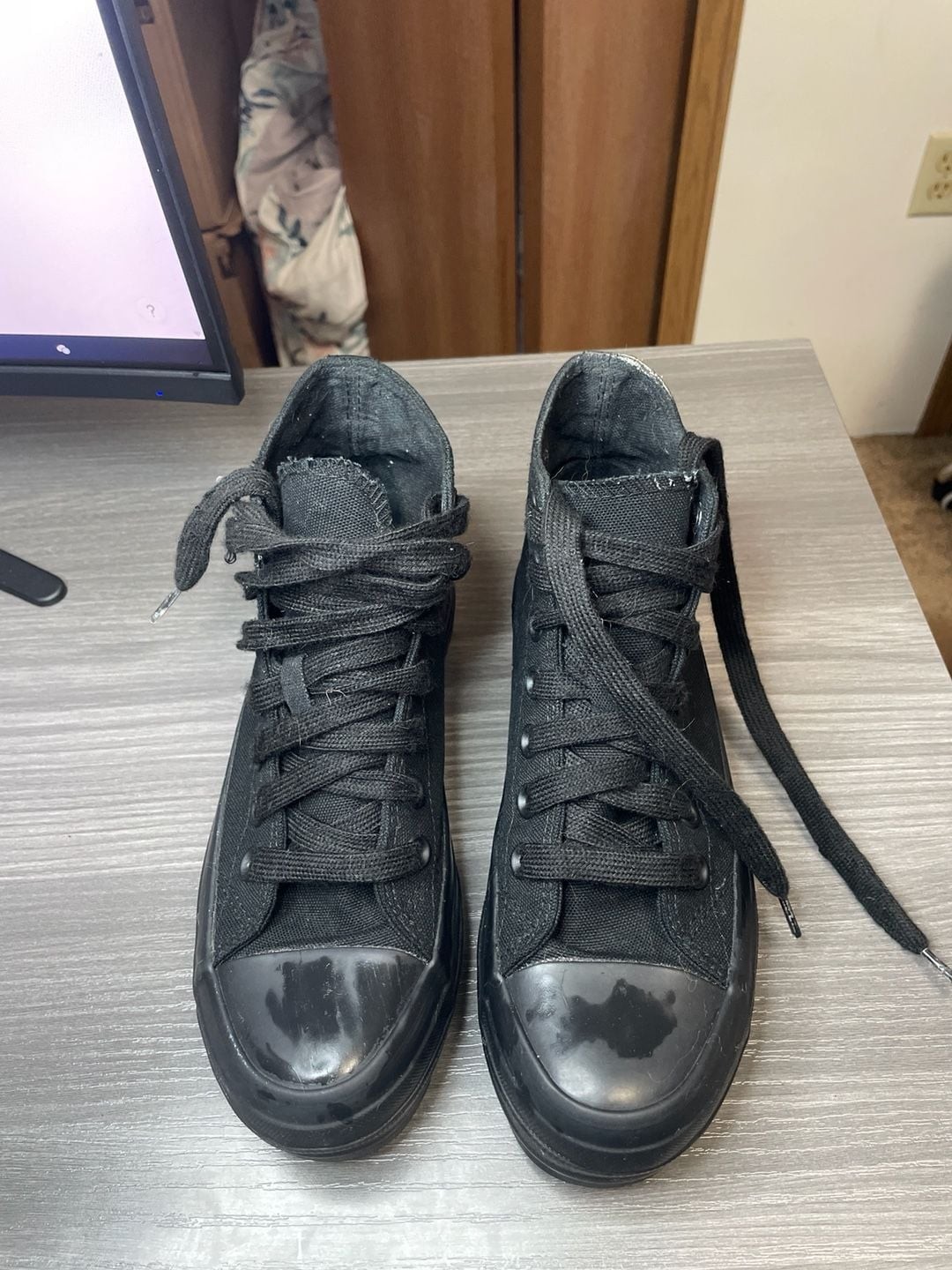 No Boundaries Women's Platform Lug Sole High Top Sneakers Black Canvas Size 6