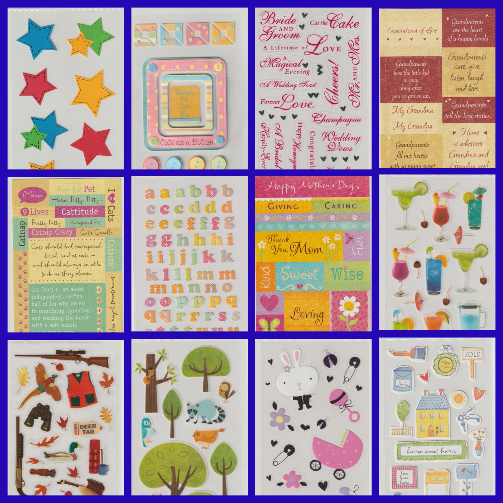American Greetings -Shapes-Drinks-Wedding-Etc-Creative Touch -Scrapbook Stickers