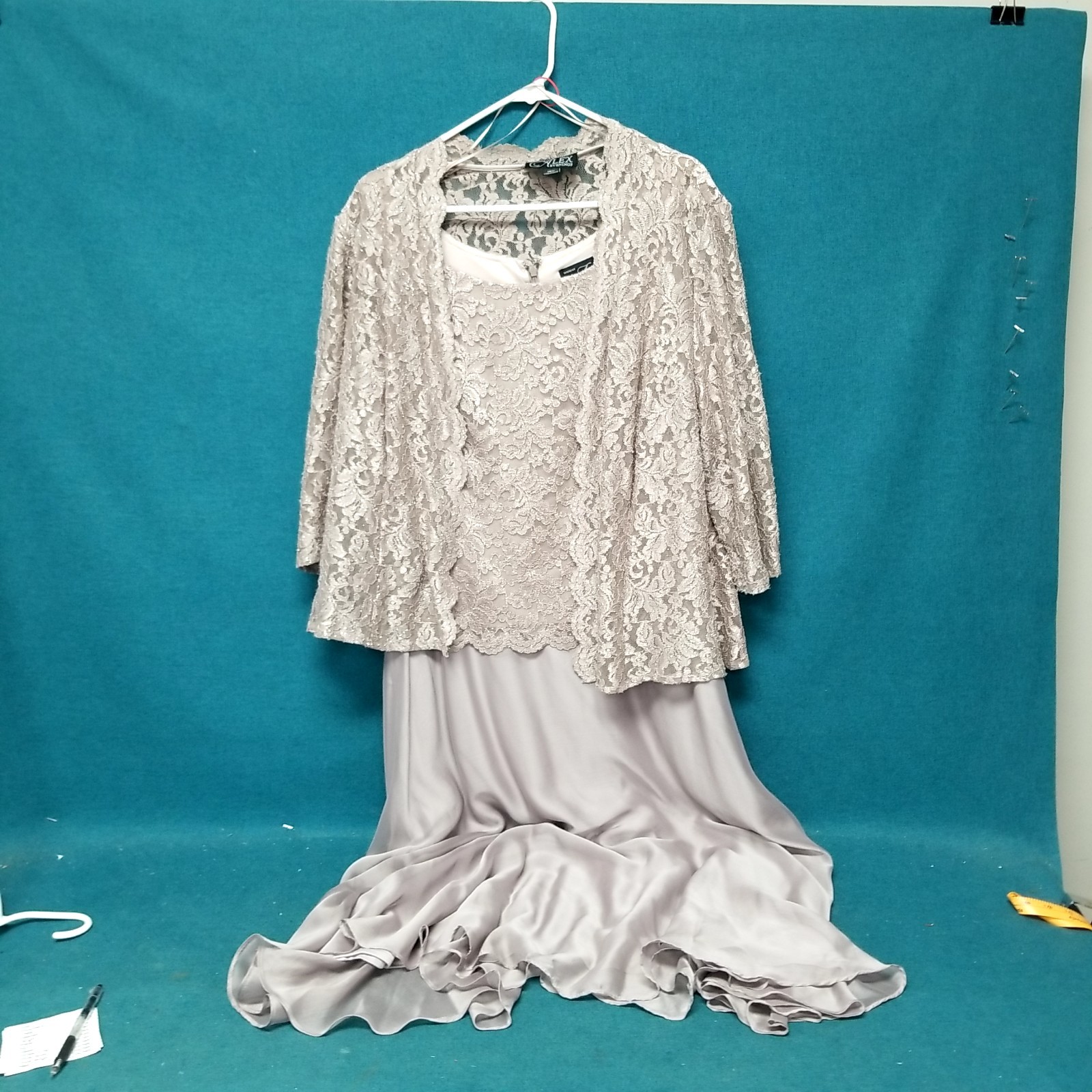 Vintage Alex Evenings Neutral Tone Formal Dress W Jacket Size 18W