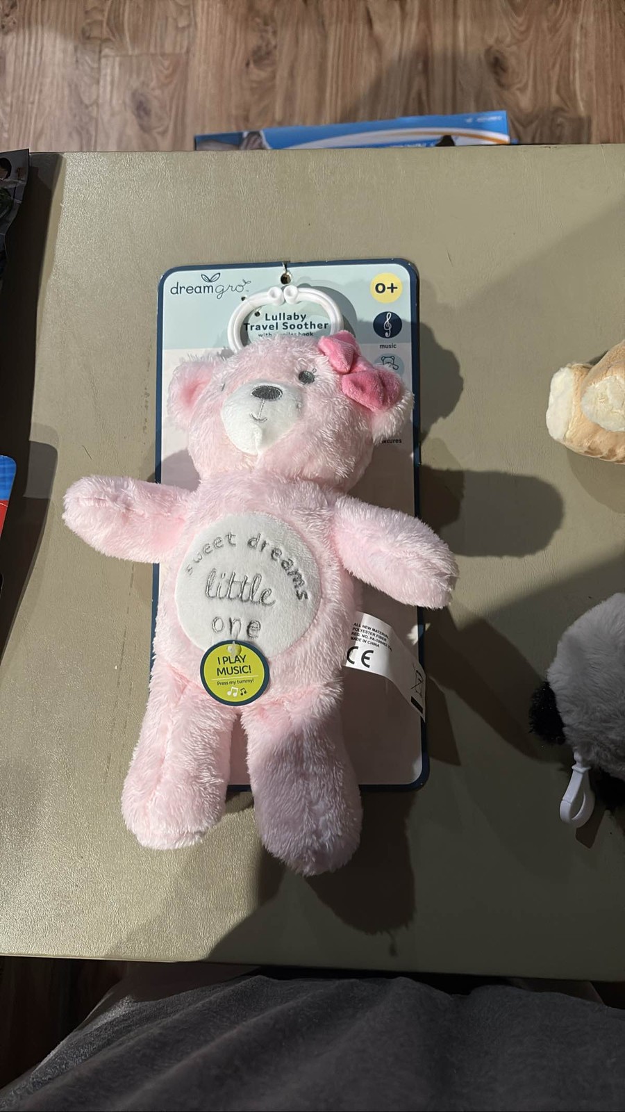 Dreamgro Pink Bear Lullaby Travel Soother Musical Baby Toy 0+