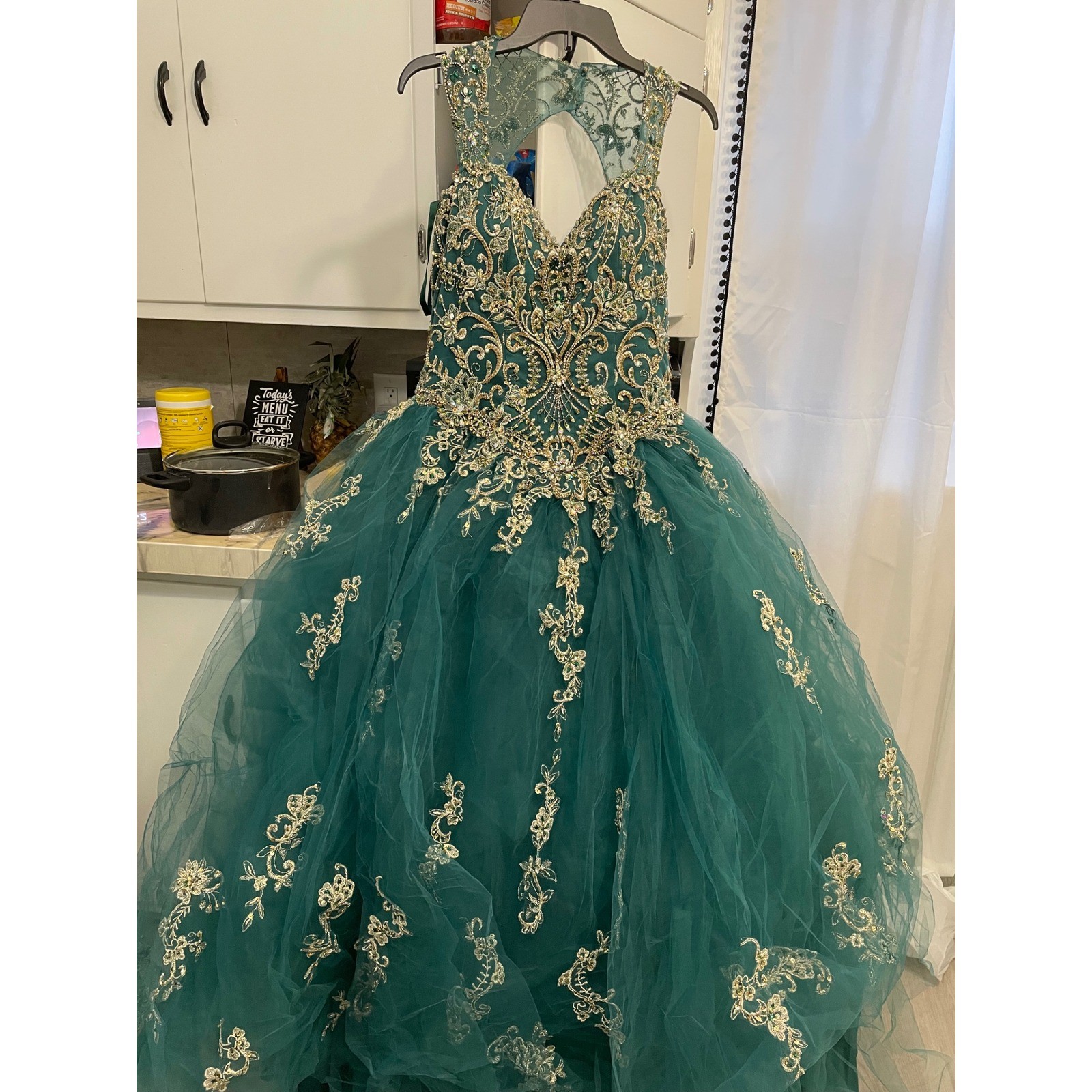 Morilee Madeline Gardner Emerald Green Beaded Ball Gown Formal Dress Size 12