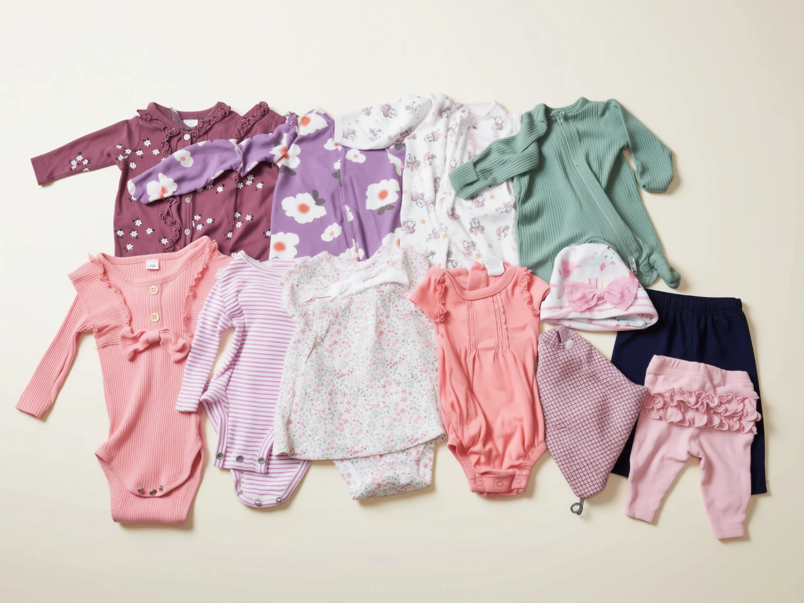 Baby Girl Clothes Bundle Newborn 12 Piece Lot Sleepers Outfit Set