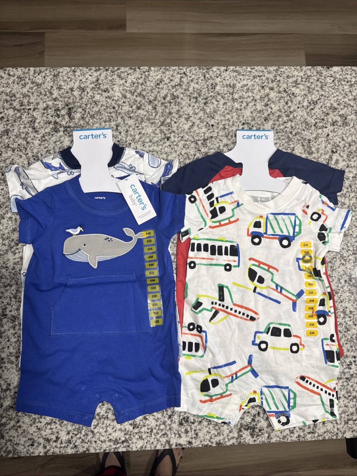 New Carter’s Baby’s Boys Romper  Sun suits 100% Cotton Play Wear Set 4 Pcs Summe