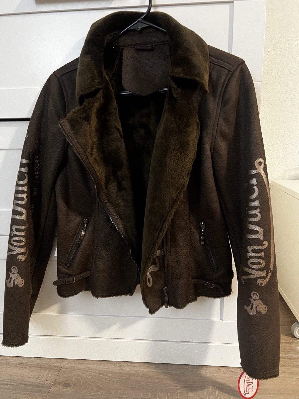 Vintage Von Dutch 00s Faux Fur Pinstripe Motorcycle Streetwear