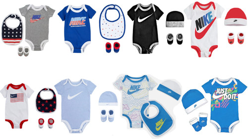 New Nike Baby Boys 3-Piece Set Bodysuit, Bib, Booties Choose Size & Color