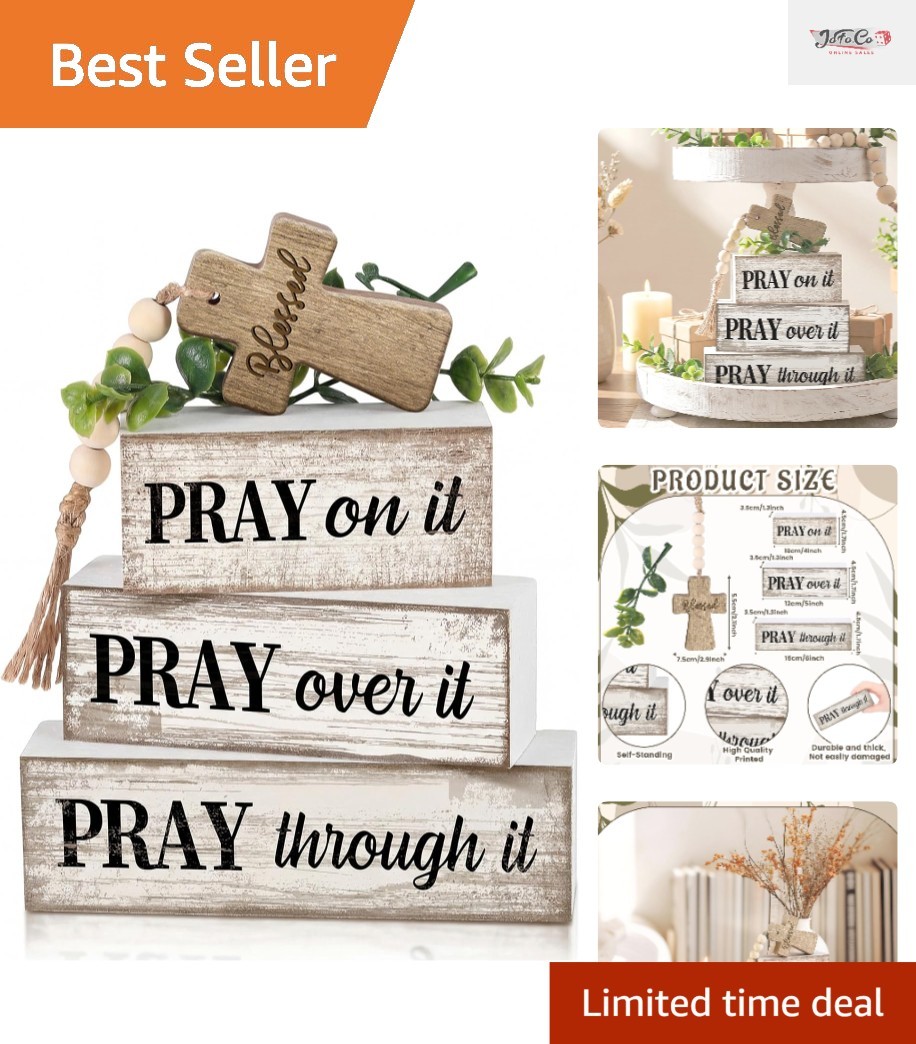 Rustic Christian Table Decor: 4-Piece Wooden Signs with Inspirational Verses