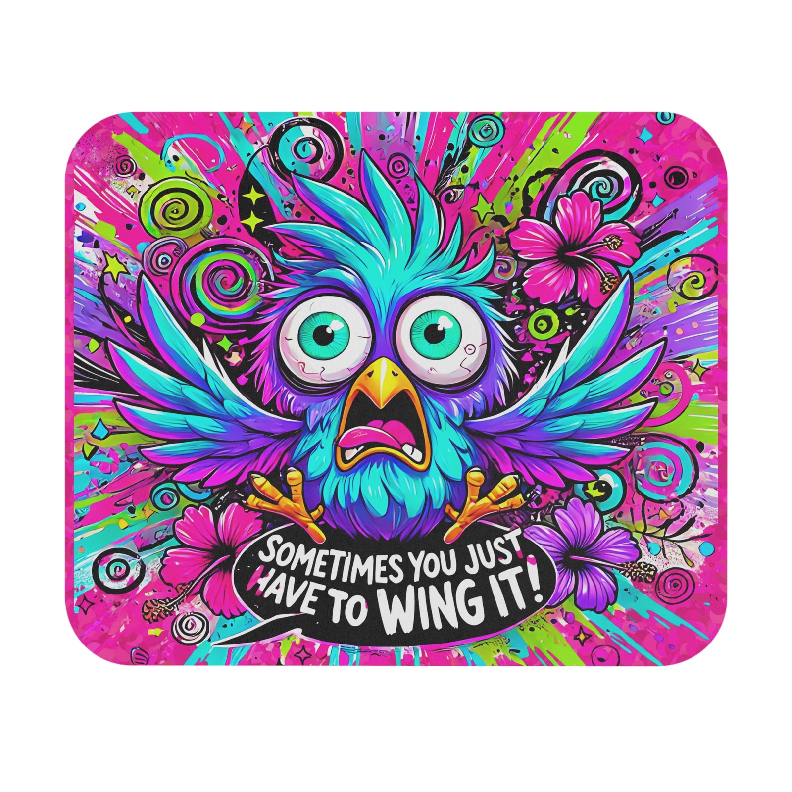 Vibrant Owl Mouse Pad - Colorful Desk Accessory, Funny Office Gift, Quirky Home