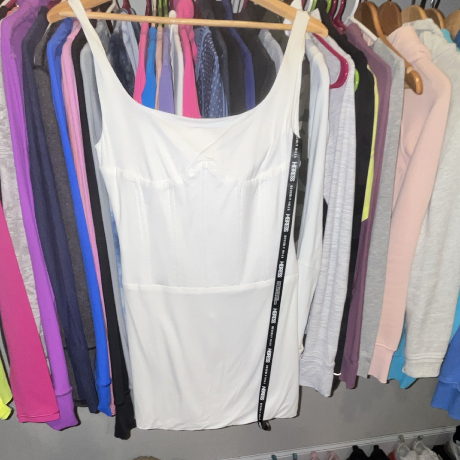 HEIRESS White Sleeveless Strappy Mini Slip Dress S Jersey Polyester Classic