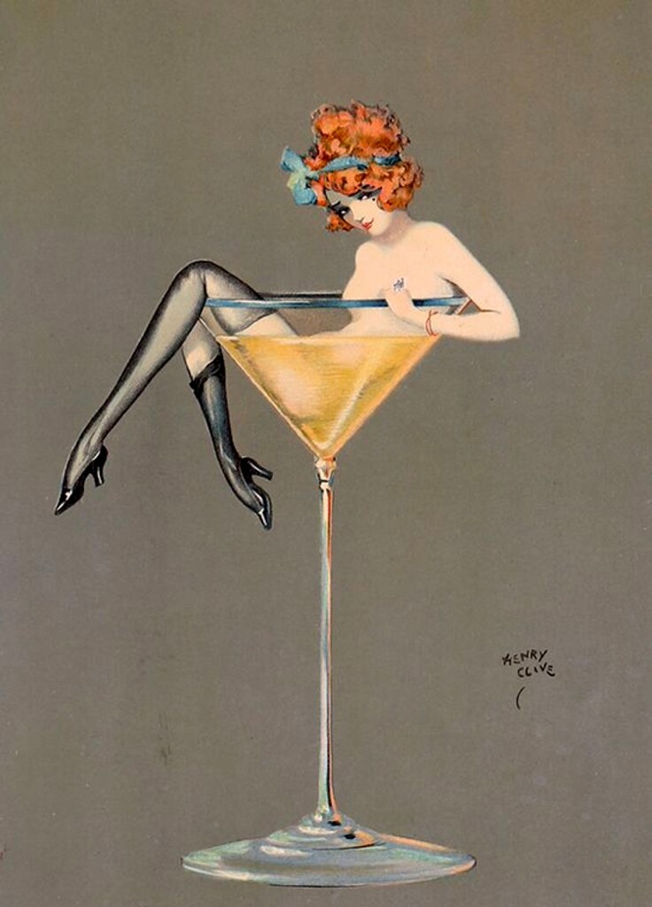 Her Martini Henry Clive 1920s Vintage Art Print Flapper Girl Cocktail Art