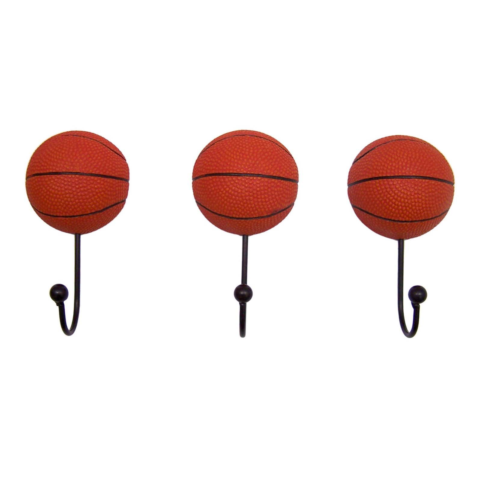 Basketball Wall Hooks, Set of 3, Sporty Interior Design, Wall Mounted Decor, ...