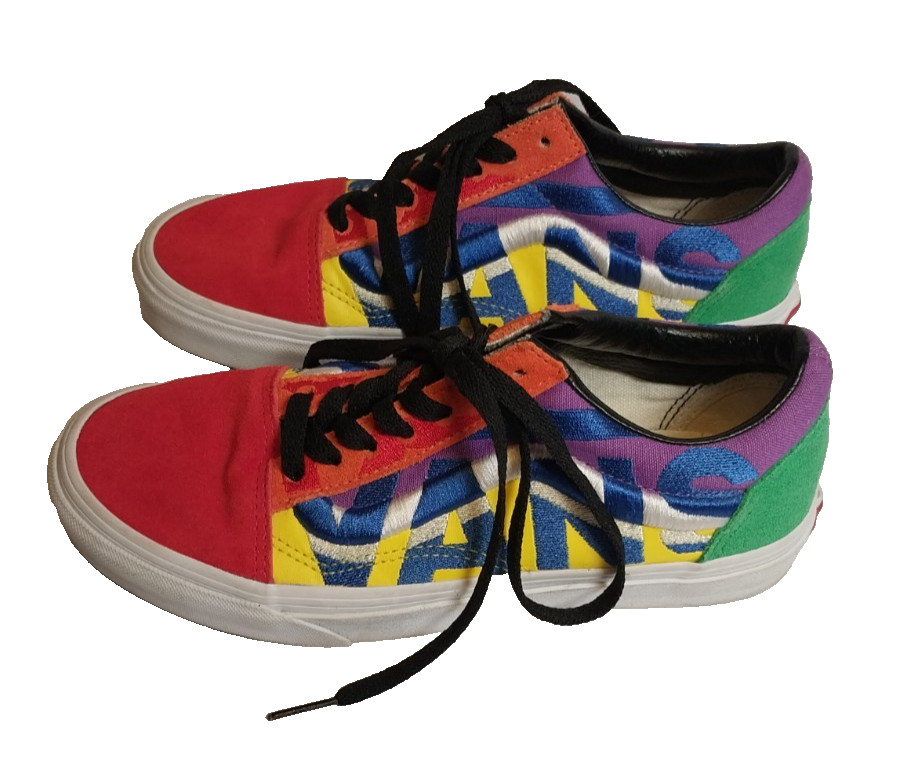 Vans Old Skool Statement Sneakers Multicolor Embroidered SIZE Mens 5/Women 6.5