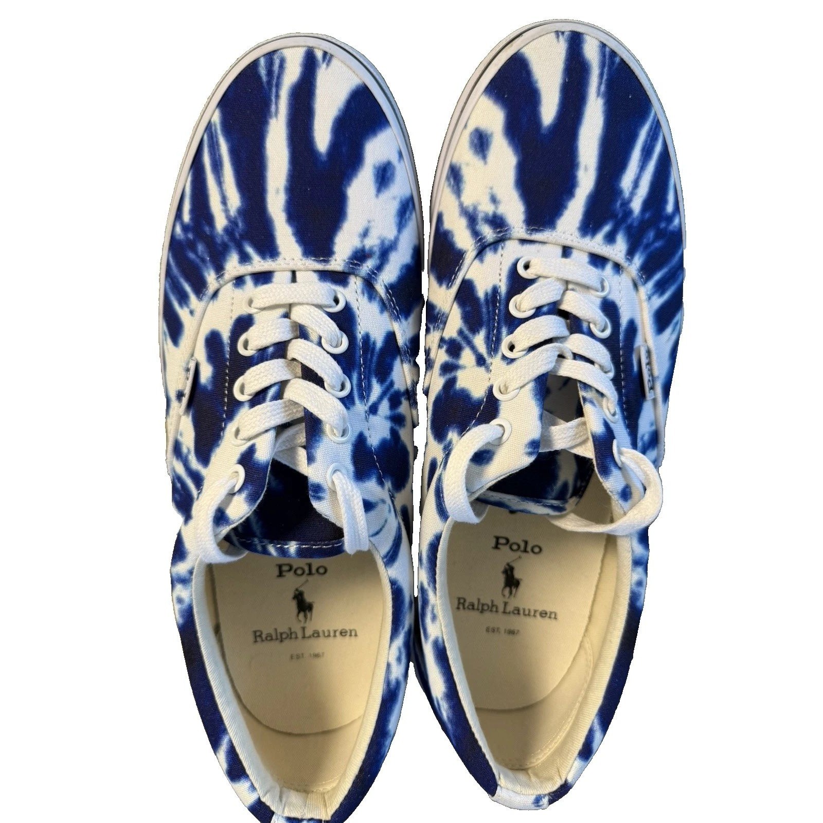 Polo Ralph Lauren Thorton Tie Dye Canvas statement Sneakers Blue Mens 10 Low New