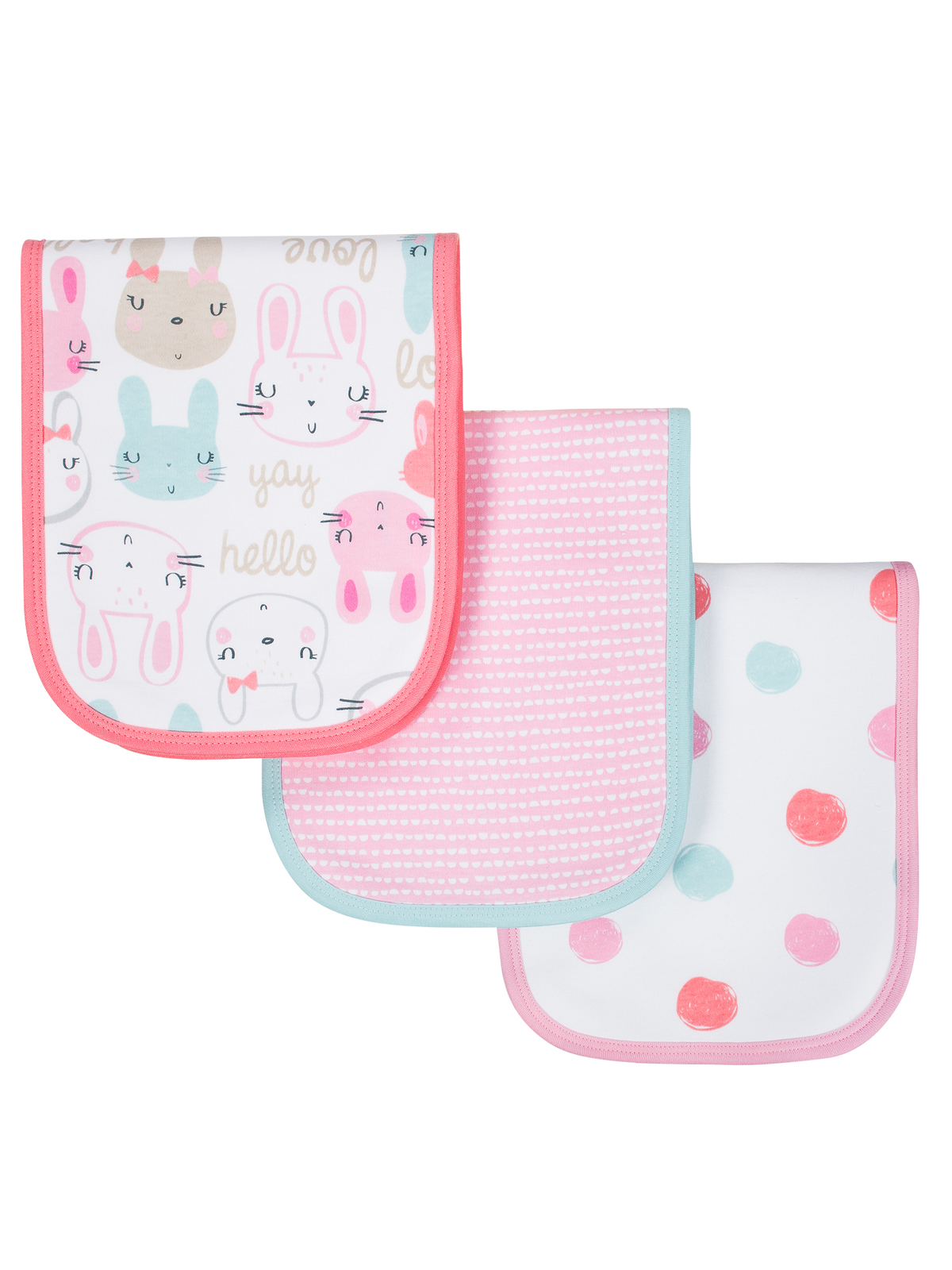 Gerber Baby Girls 3 Pack Terry Lined Organic Burp Cloths NEW Super Cute