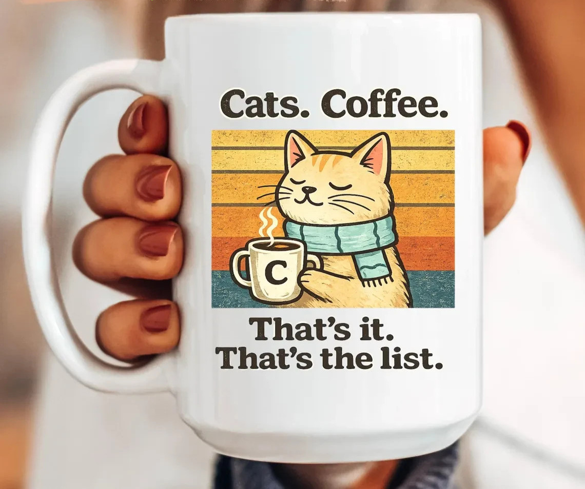 Funny Cats And Coffee Sunset Mug Unique Gift Idea For Cat Mama Office Decor
