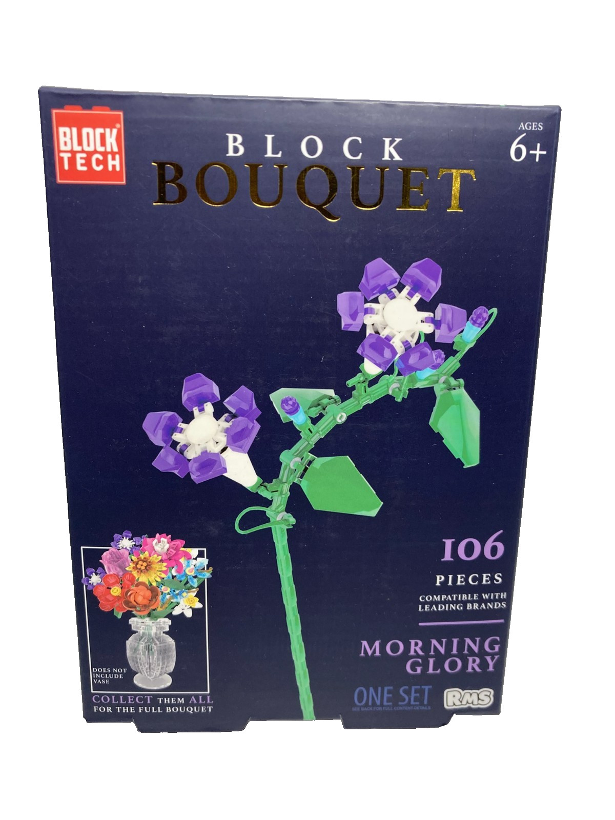 Block Bouquet Morning Glory Purple Flower 106 pieces Block Tech Valentines Gift