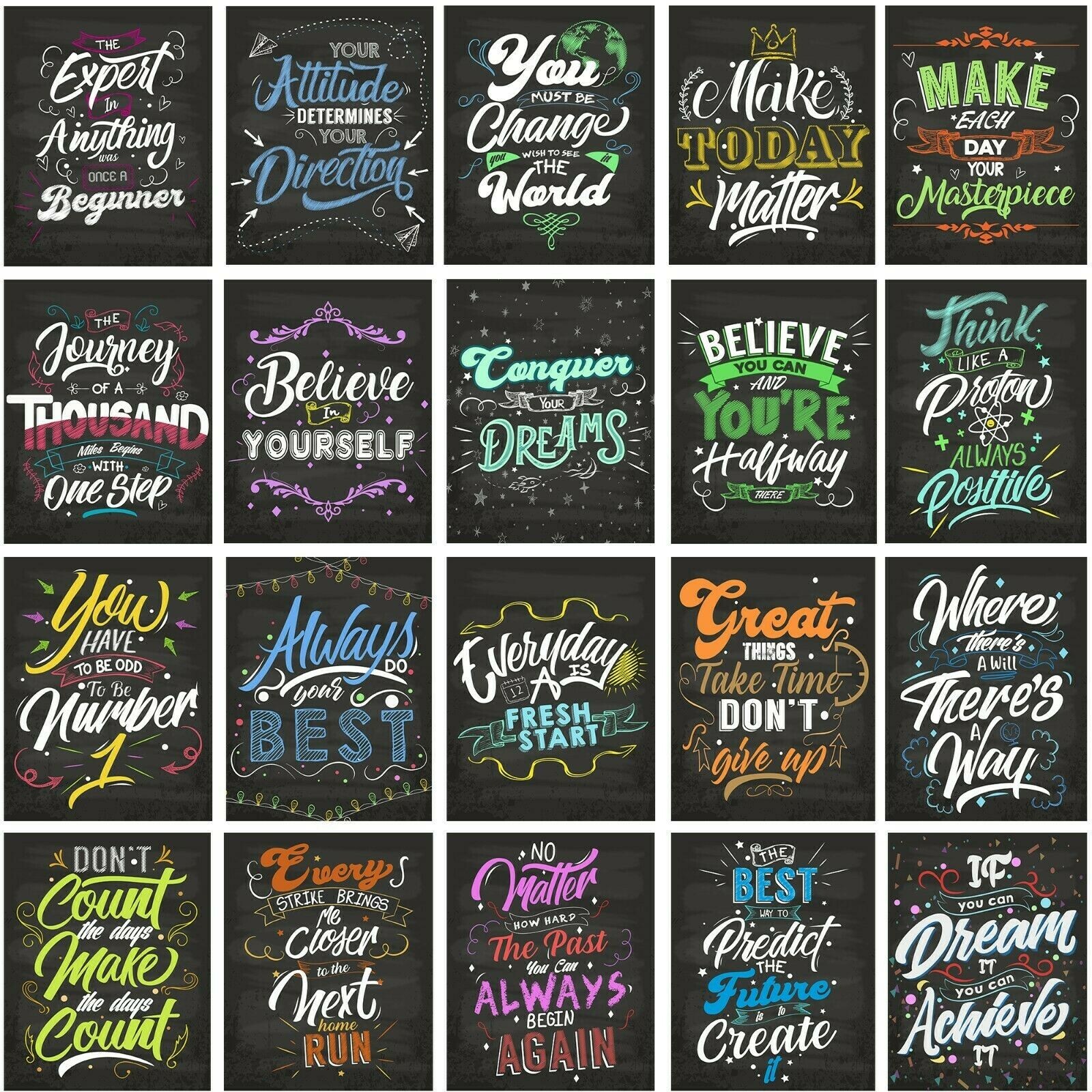 20 High Quality 250GSM Motivational Posters | Inspiration for School Office Home