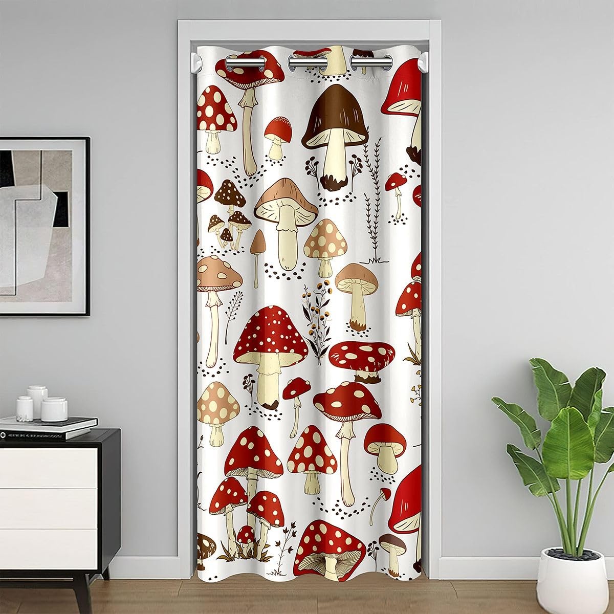 Cute Decor Door Curtain for Doorway Privacy 42"x80" Cartoon Mushrooms Closet ...