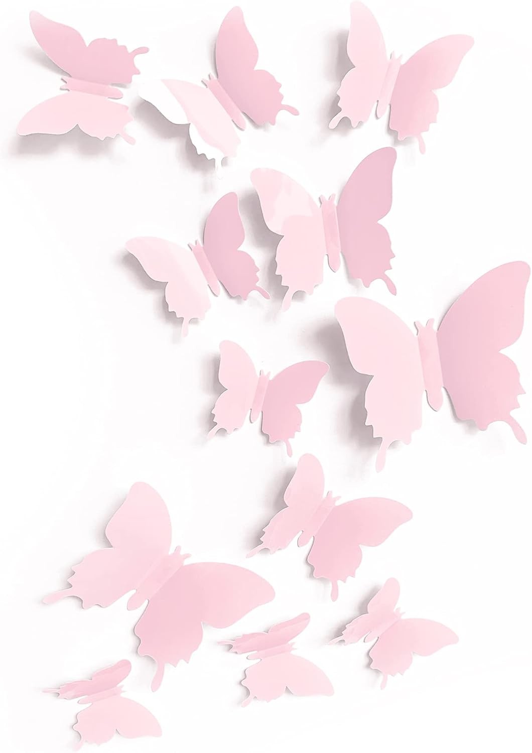 Cute Pink Butterfly Wall Decor 24 pcs, Girls Room Decals, Danish 