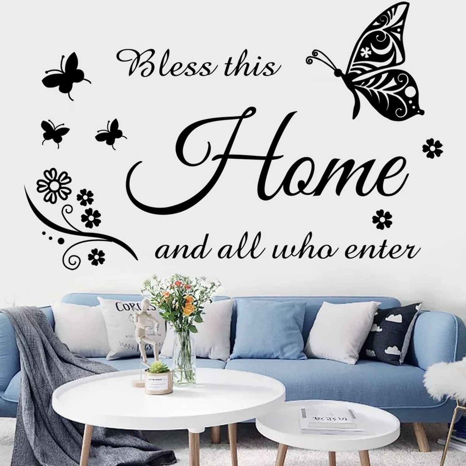 Bless This Home Wall Decals: Inspirational Quotes Family Wall Stickers for Li...