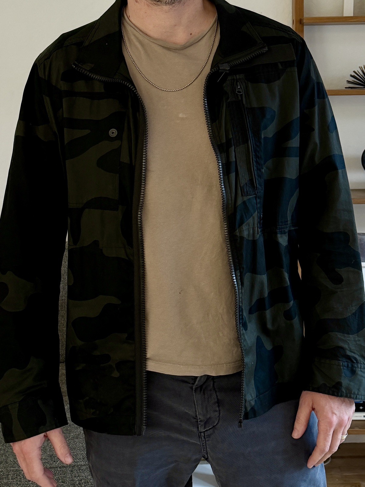 G-Star Raw Camo Jacket Mens Size L Lightweight Field Military Style Full Zip