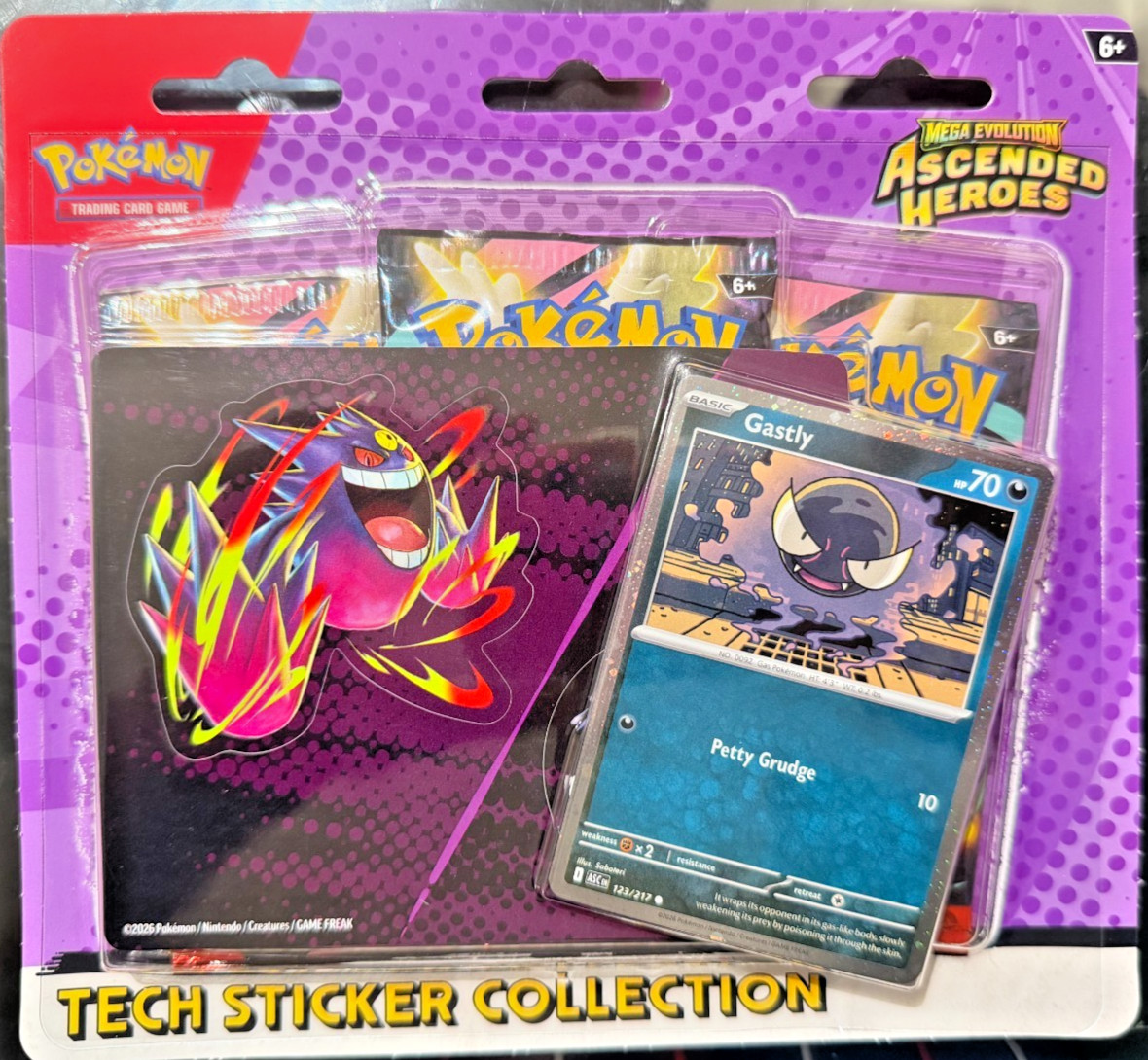 Pokémon TCG Tech Sticker Collection Gastly Sealed Pack + Booster Included Gift S