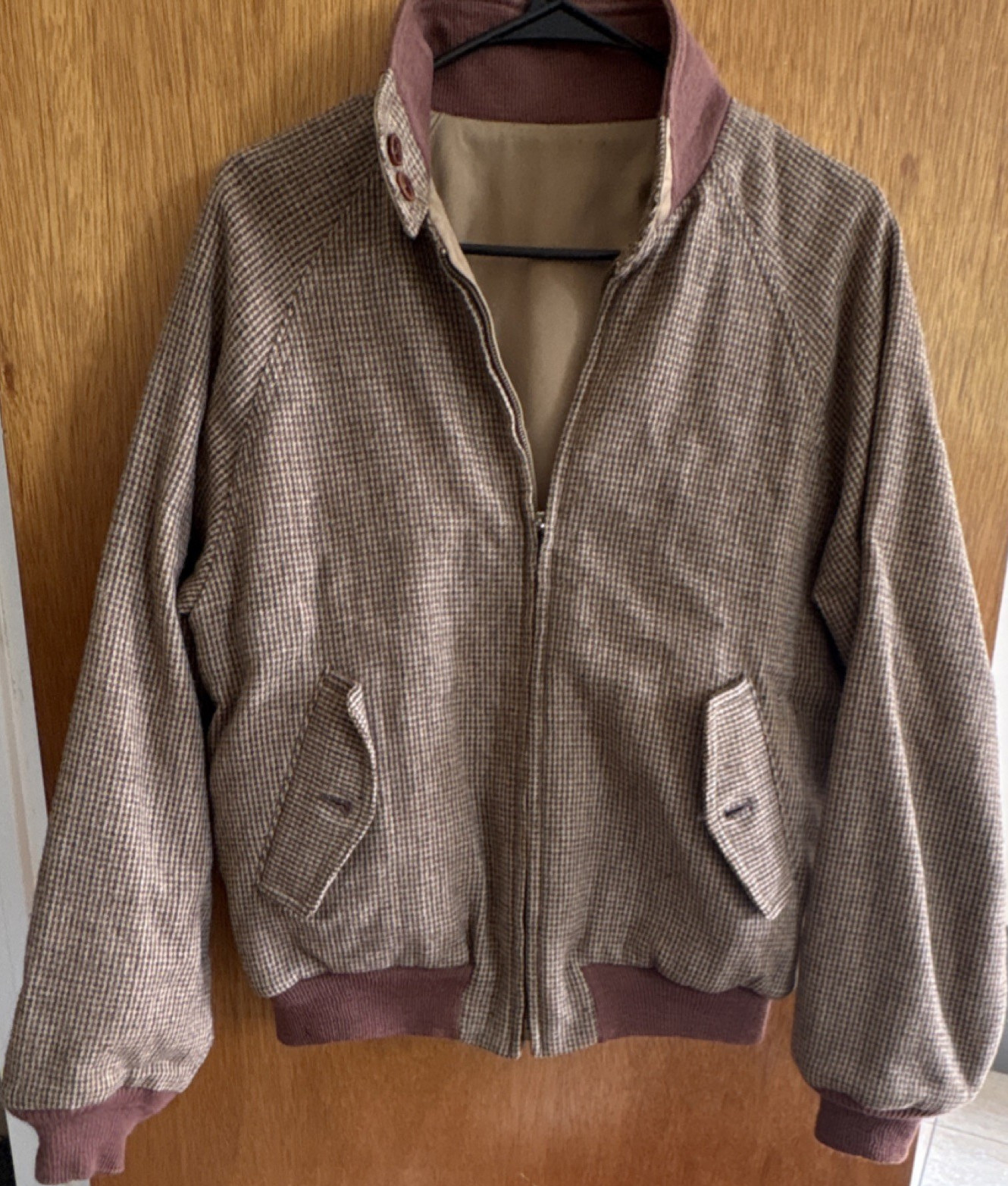 Pendleton Men’s M Bomber Jacket Brown/Beige Reversible Full Zip Herringbone