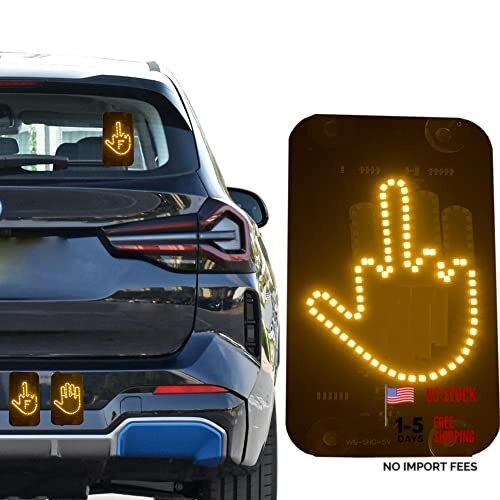 LED Middle Finger Sign for Car, Truck, Thank You Lights, Thumb Up Down Black