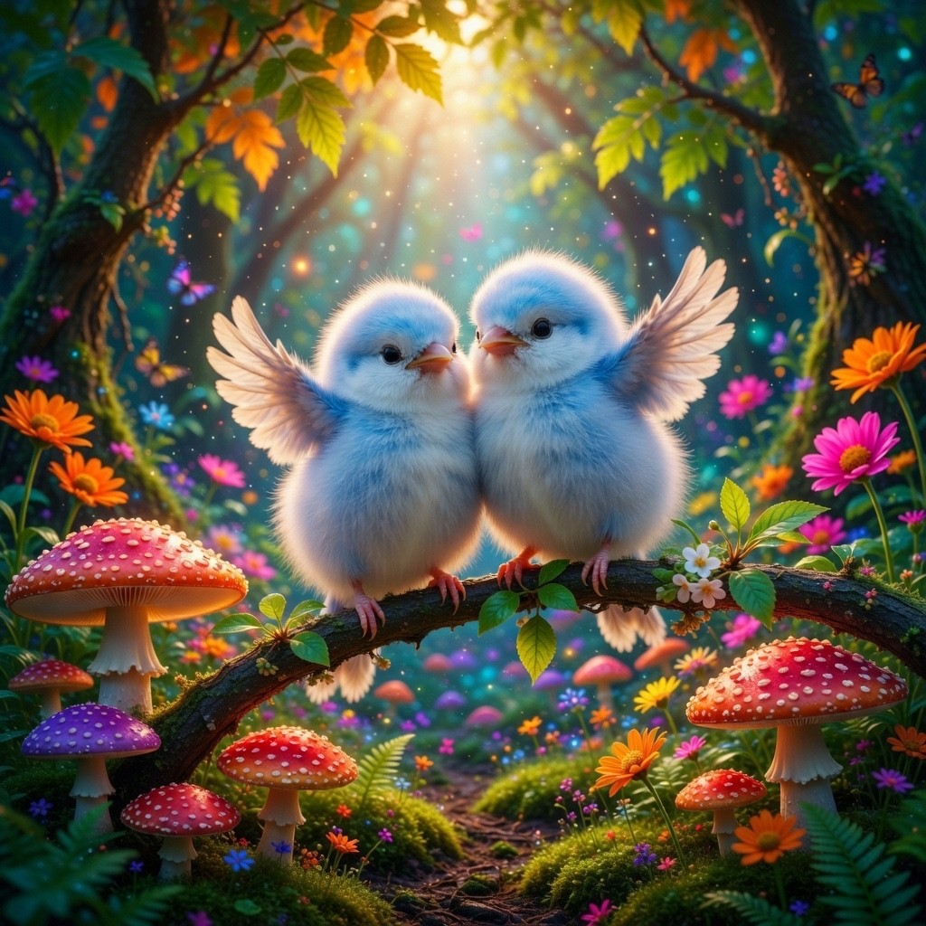Cute Baby Birds 4K Wallpaper Digital Art HD Animal Printable Kids Room Art 1074