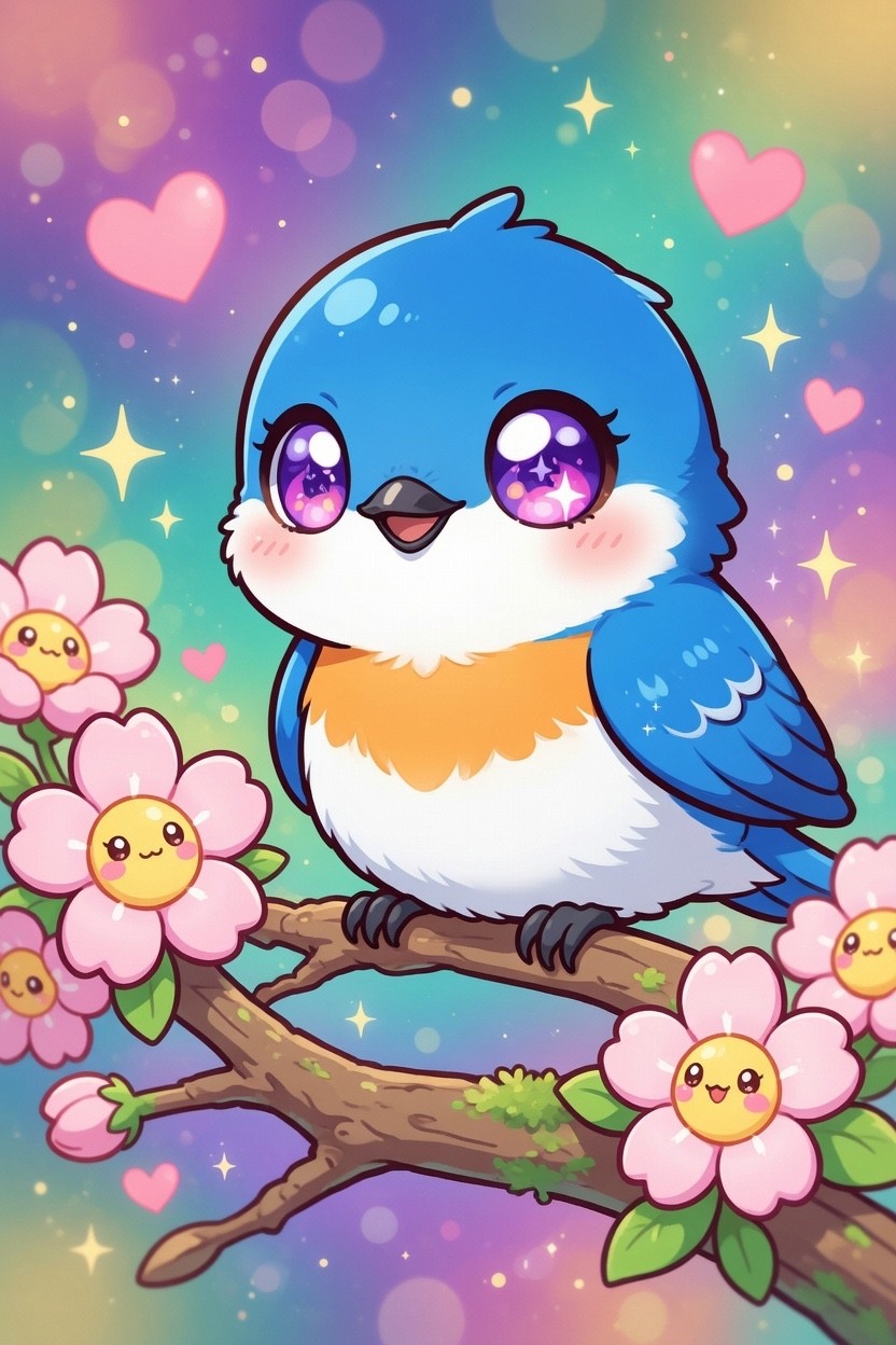 Cute Baby Bird 4K Wallpaper Digital Art HD Animal Printable Kids Room Art 1014