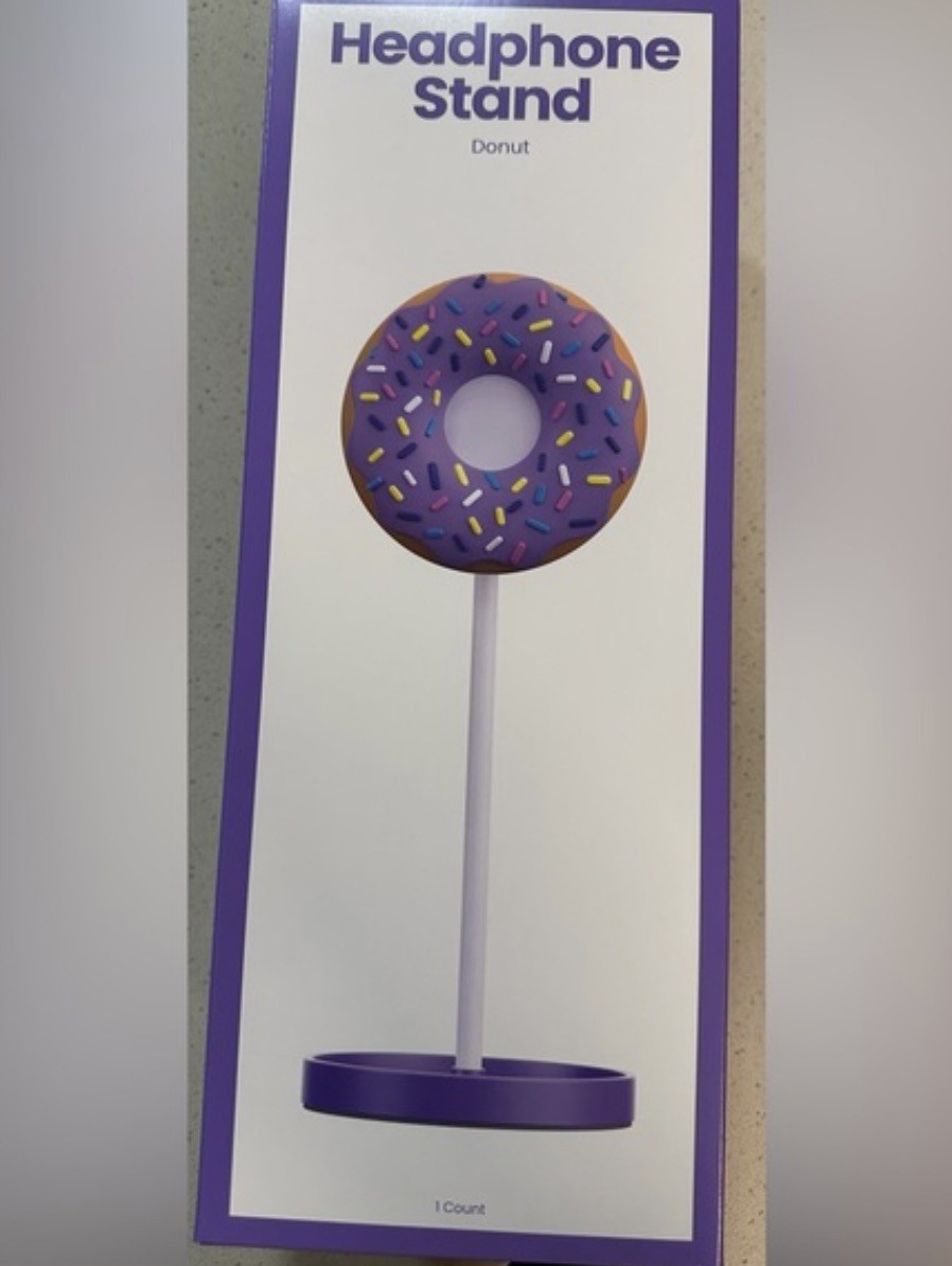 Fun Purple Donut Headphone Stand 12.2" tall w/ Accessory Base NIB CP #358