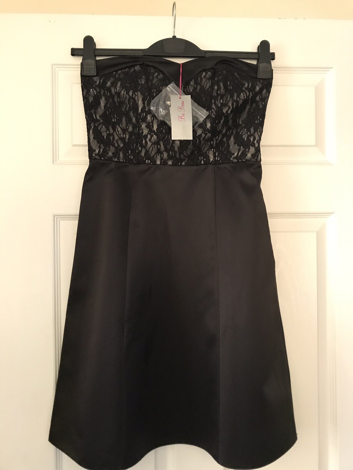 Ladies/Women Black Lace Strapless Evening Dress - Size 10 - Silky Look (BNWTO)