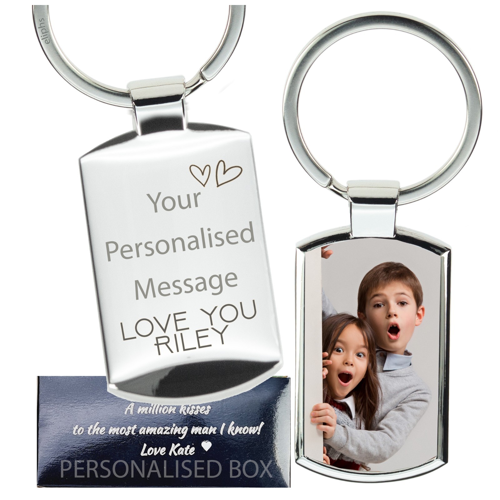 Personalised Keyring, Custom Engraved Photo Keychain Gift For Mum, Dad, Him Her