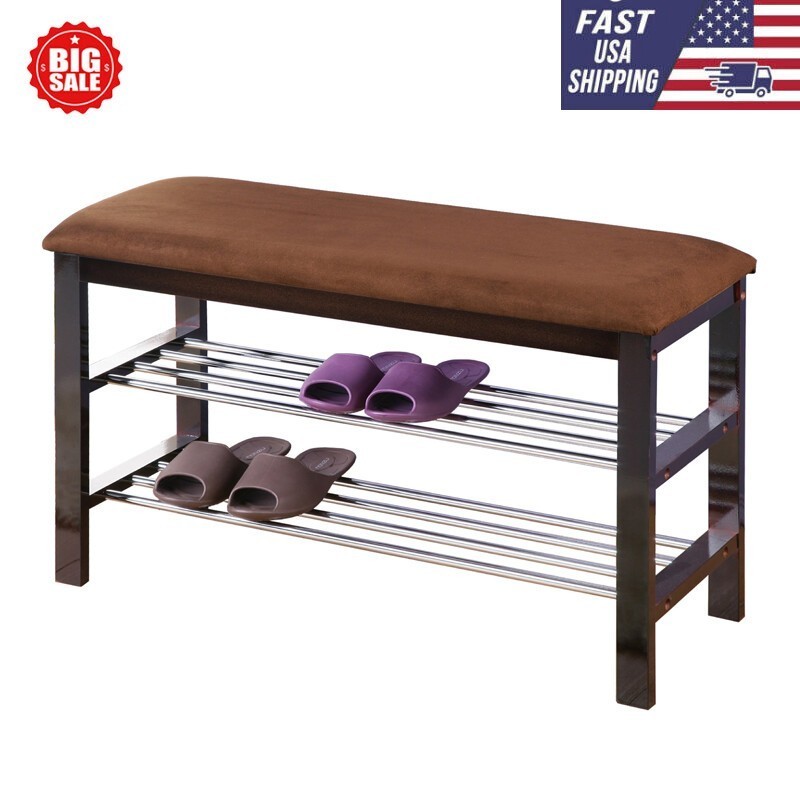 Wood Shoe Bench Shoes Chair Organizers Home Hallways Foyers Mudrooms Durable New