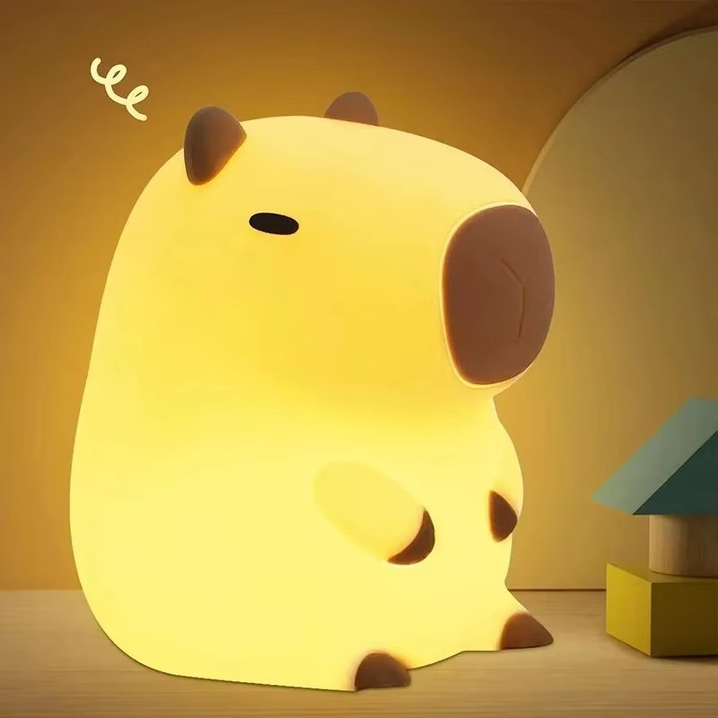 Cute Capybara Night Light Silicone LED Bedside Lamp Kids Room Decor Gift