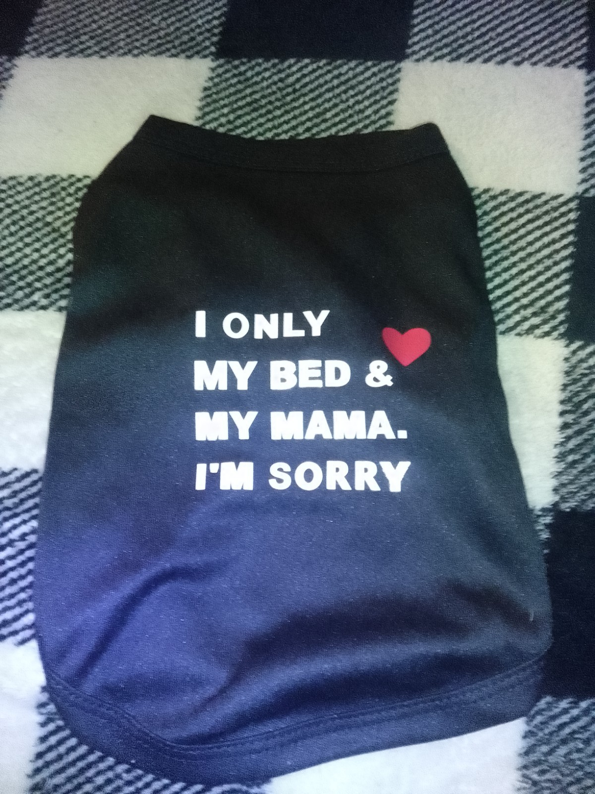 Dog/Cat Shirt Letter Printed for Small Dog/Cat “Only Love My Bed & My Mama”Black