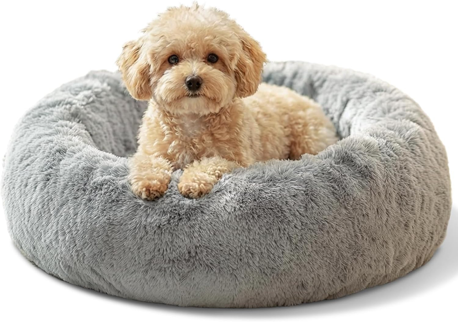 Small Dog & Cat Beds for Indoor Cats - 20 Inches Calming Donut Dog Bed for Kitte
