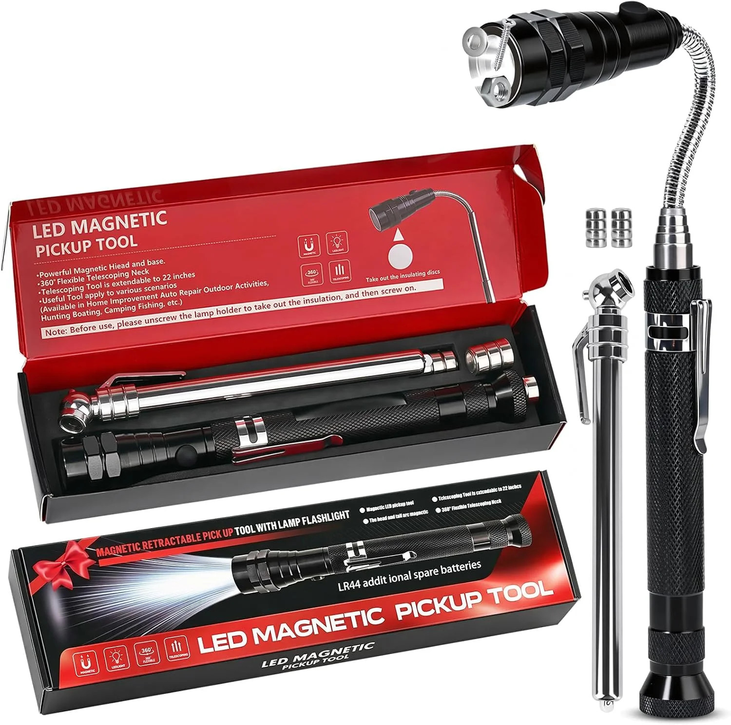 Magnetic Pickup Tool with LED Flashlight, Telescoping Magnet Tool, Cool Gadget G