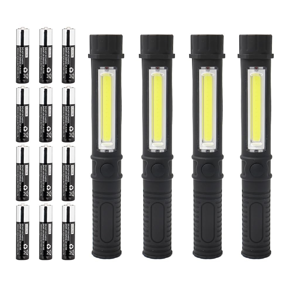LED Battery Worklight Magnetic Flashlights,Unique Cool Gadget 4 Pack, Black 4