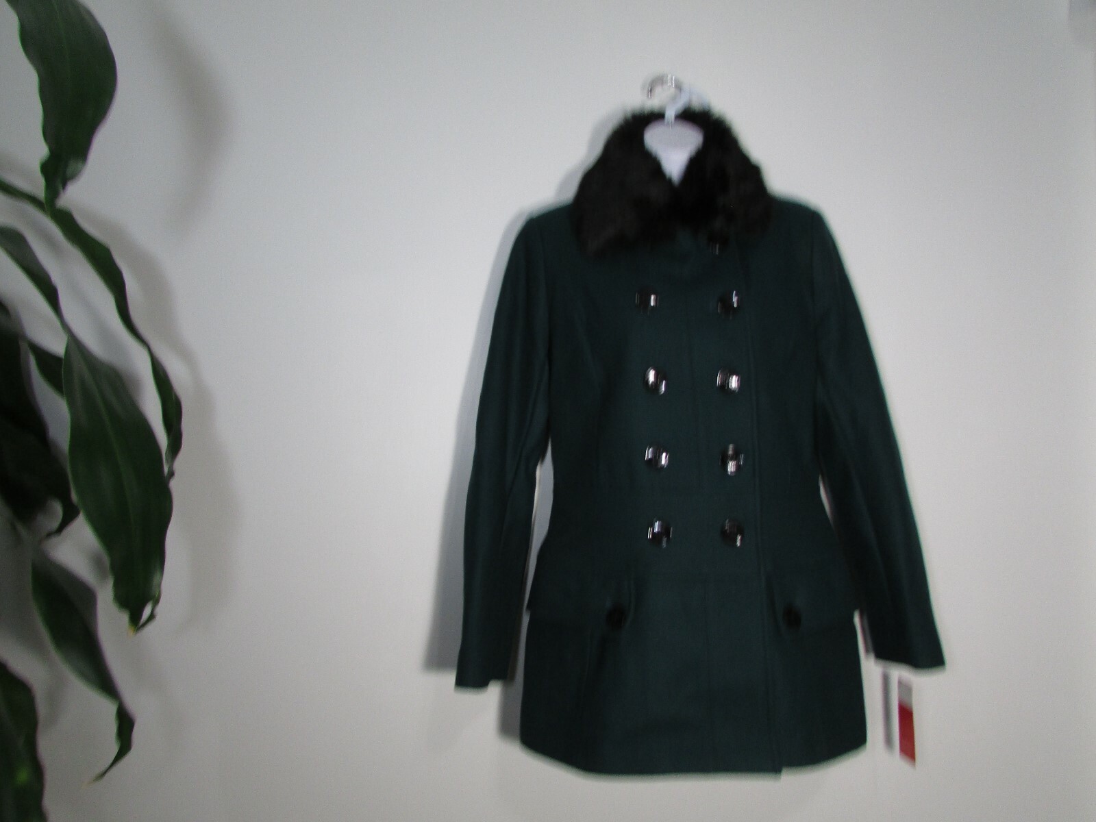NWT SPRIT stylish Double Breasted Wool Coat Emerald Green Small