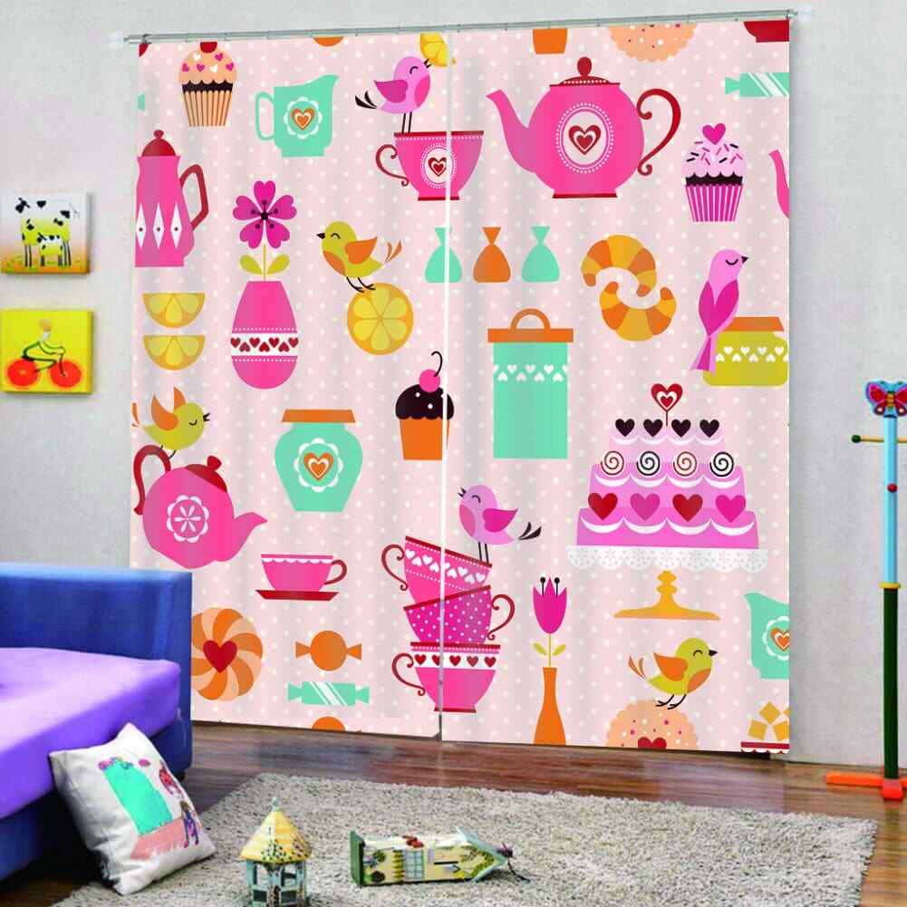 Pink items can make people happy Printing 3D Blockout Curtains Fabric Window