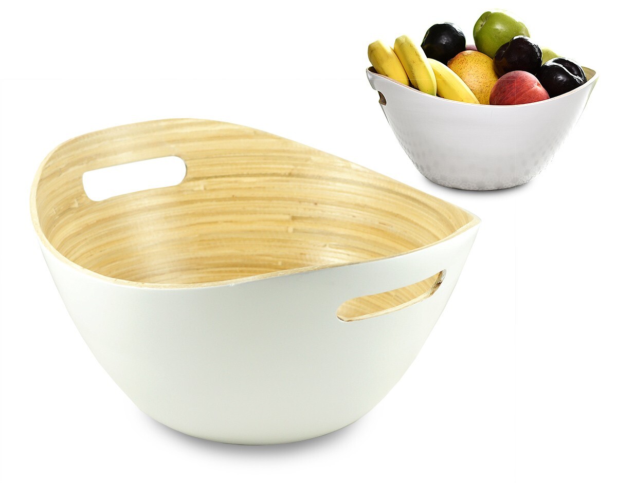 Modern Bamboo Wood Fruit Or Vegetable Bowl Decorative Home Decor Kitchen Counter